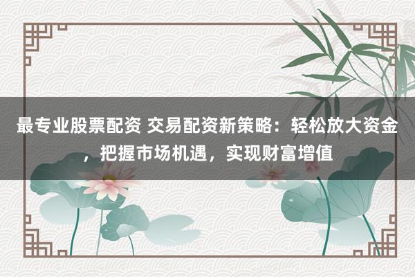 最专业股票配资 交易配资新策略：轻松放大资金，把握市场机遇，实现财富增值