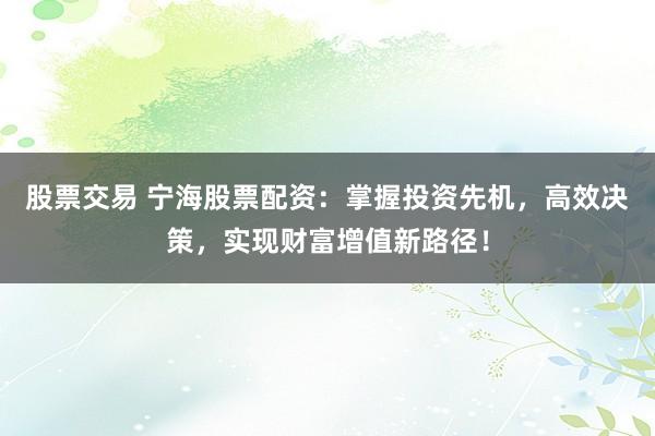 股票交易 宁海股票配资：掌握投资先机，高效决策，实现财富增值新路径！