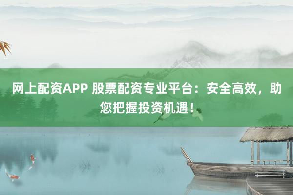 网上配资APP 股票配资专业平台：安全高效，助您把握投资机遇！