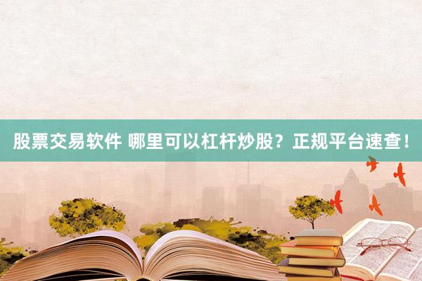 股票交易软件 哪里可以杠杆炒股？正规平台速查！