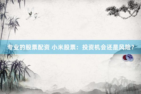 专业的股票配资 小米股票：投资机会还是风险？