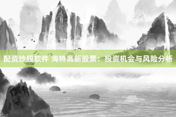 配资炒股软件 海特高新股票：投资机会与风险分析