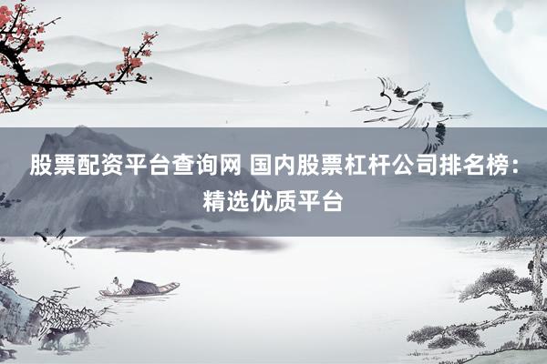 股票配资平台查询网 国内股票杠杆公司排名榜：精选优质平台