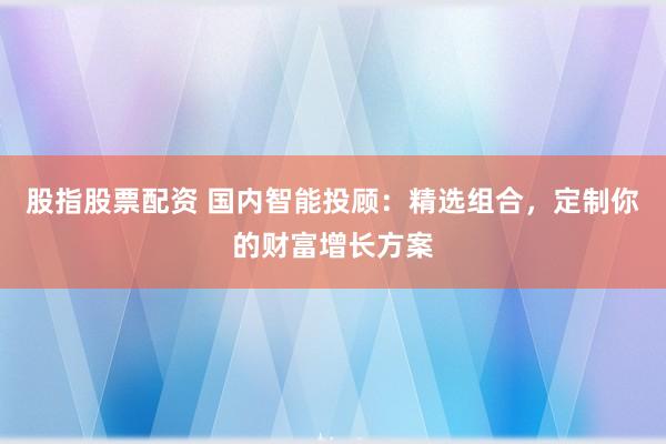 股指股票配资 国内智能投顾:精选组合,定制你的财富增长方案