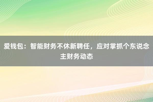 爱钱包：智能财务不休新聘任，应对掌抓个东说念主财务动态