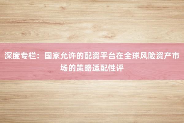深度专栏:国家允许的配资平台在全球风险资产市场的策略适配性评