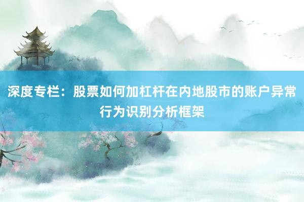 深度专栏：股票如何加杠杆在内地股市的账户异常行为识别分析框架