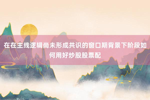 在在主线逻辑尚未形成共识的窗口期背景下阶段如何用好炒股股票配