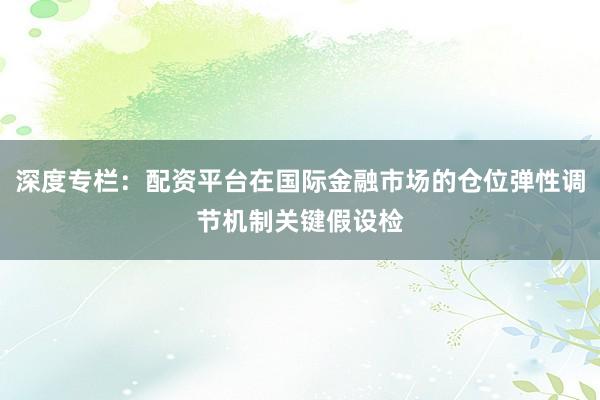 深度专栏：配资平台在国际金融市场的仓位弹性调节机制关键假设检