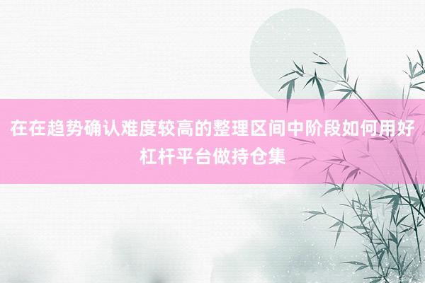 在在趋势确认难度较高的整理区间中阶段如何用好杠杆平台做持仓集