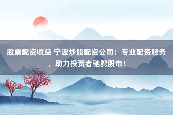 股票配资收益 宁波炒股配资公司：专业配资服务，助力投资者驰骋股市！