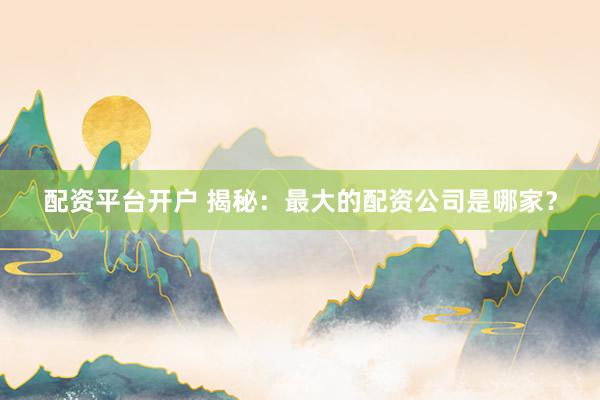 配资平台开户 揭秘：最大的配资公司是哪家？
