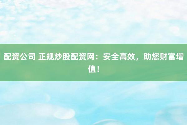 配资公司 正规炒股配资网:安全高效,助您财富增值!