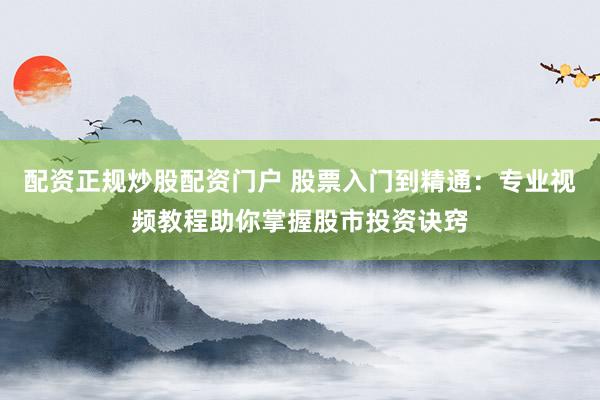 配资正规炒股配资门户 股票入门到精通：专业视频教程助你掌握股市投资诀窍