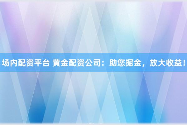 场内配资平台 黄金配资公司:助您掘金,放大收益!